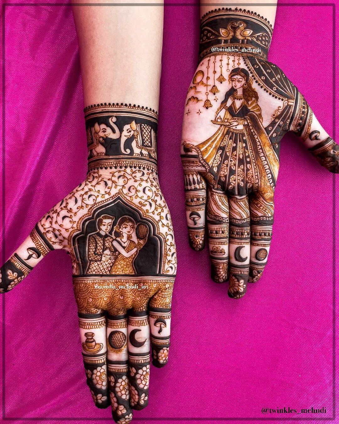 Beautiful  Elephant With Portrait Mehndi Design