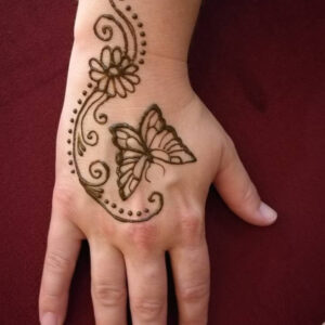Simple Floral With Butterfly Mehndi Design For Kids - K4 Fashion
