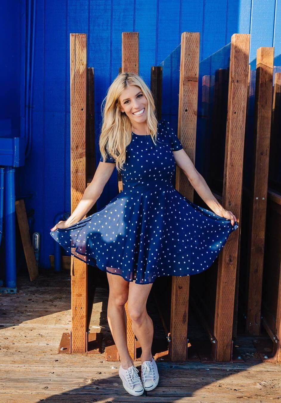 Rebecca Zamolo In Blue Printed Flare Short Dress