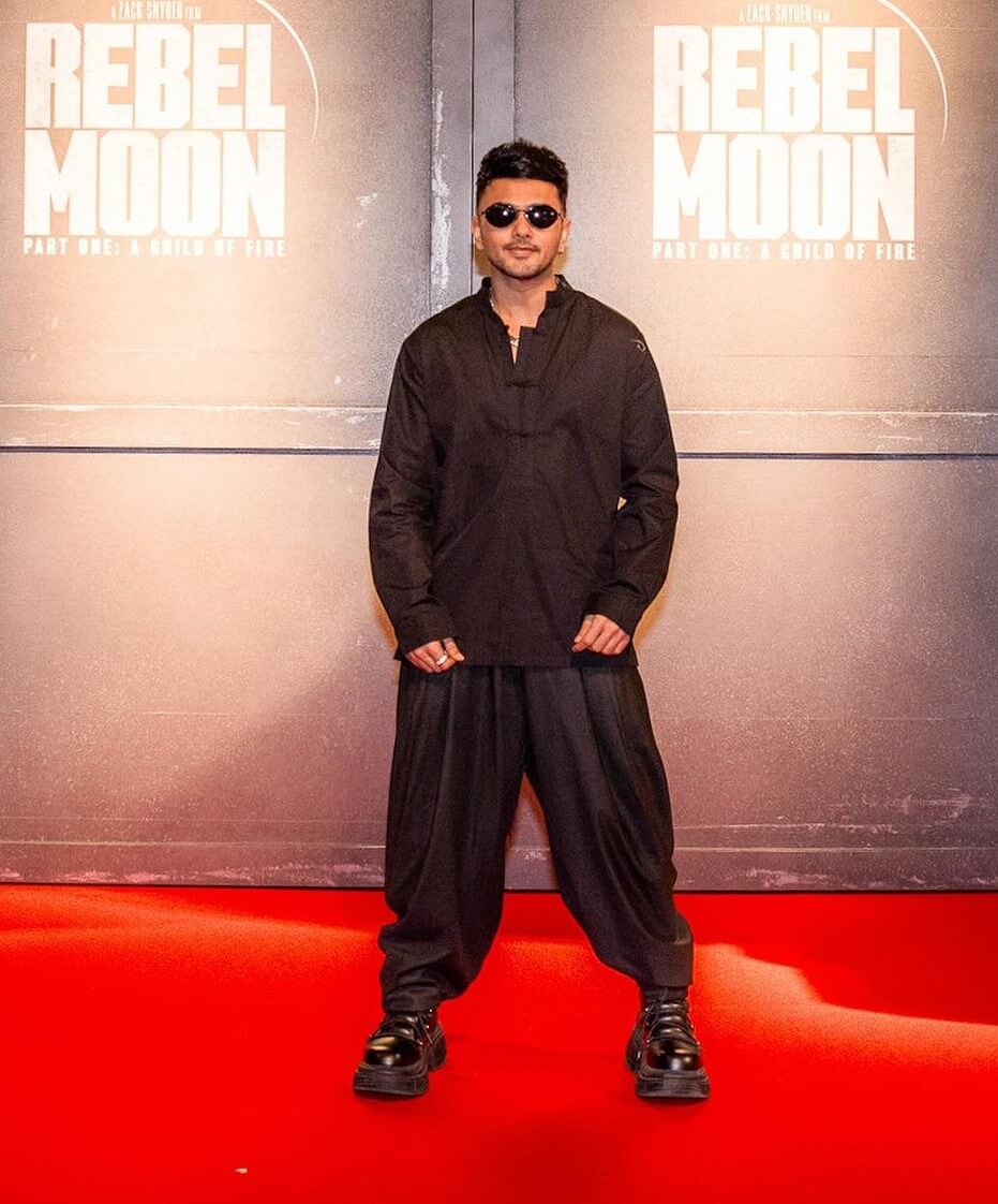 Awez Darbar In Black Short Kurta With Dhoti Pants