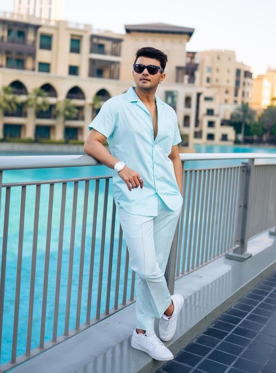 Awez Darbar In Blue Shirt With Pants