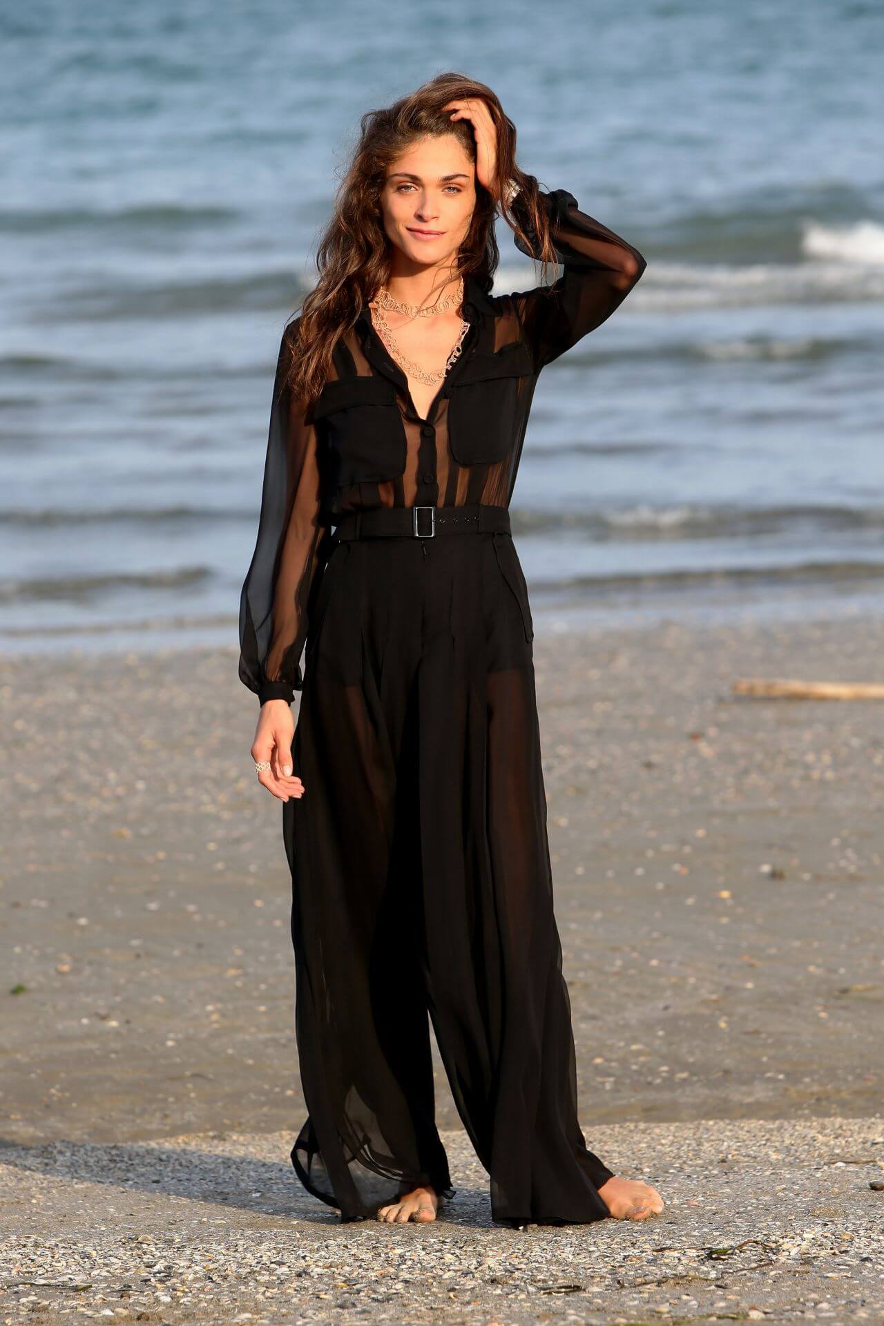 Elisa Sednaoui In Black Transparent Jumpsuit