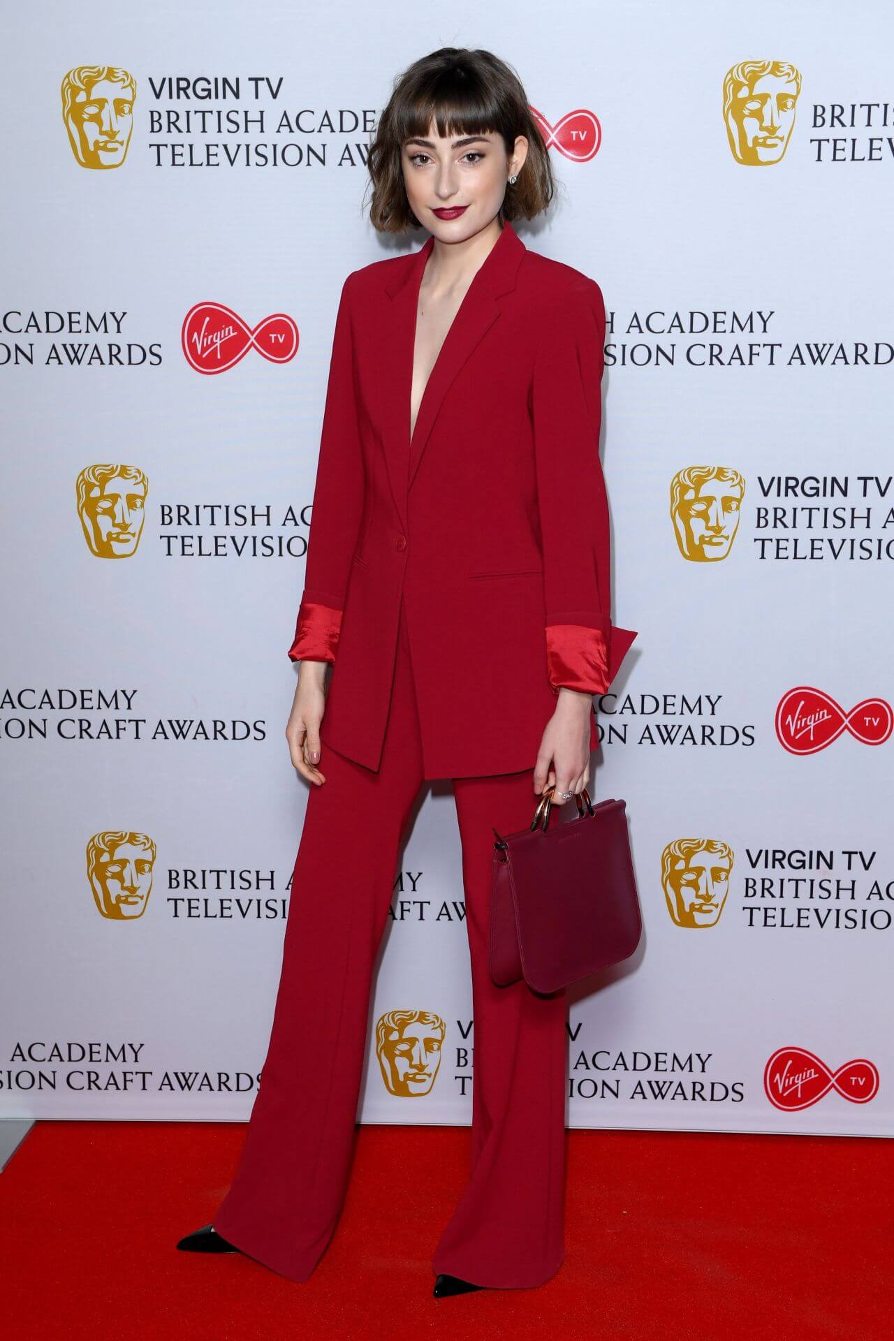 Ellise Chappell In Red Blazer With Pants