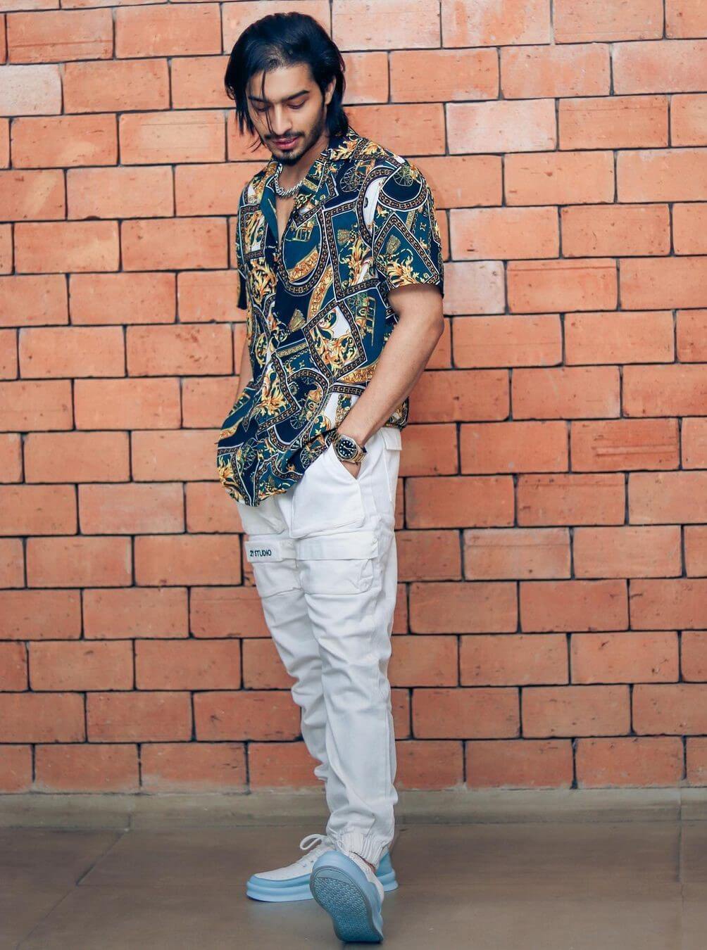 Faiz Baloch In Printed Shirt With Joggers
