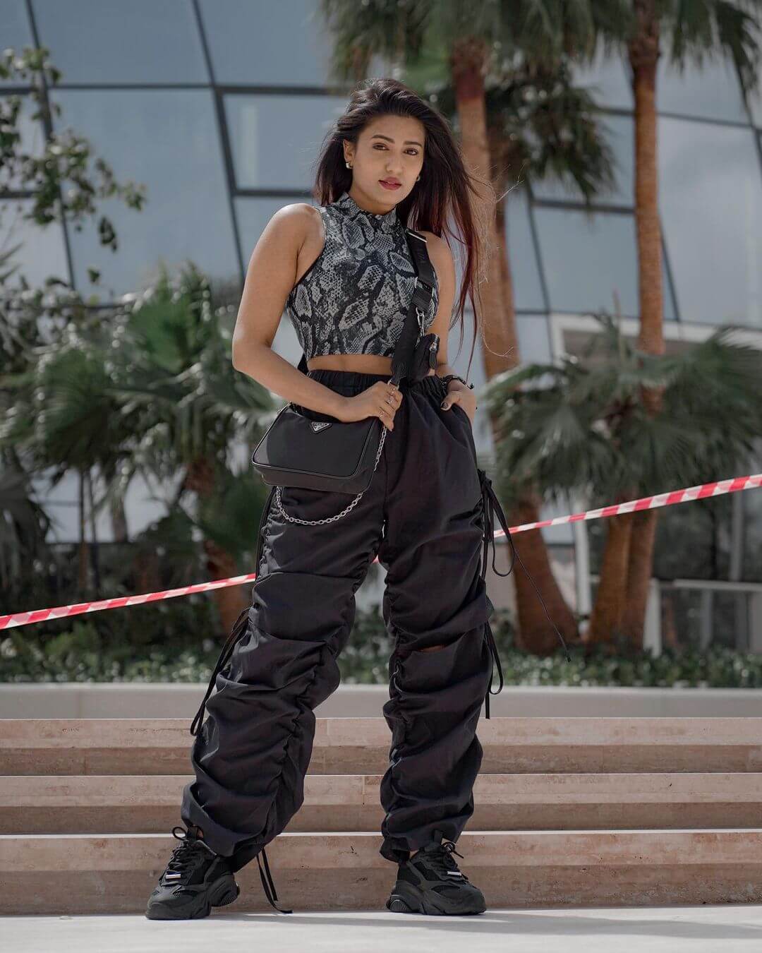 Garima Chaurasia In Printed Crop Top With Cargo Pants
