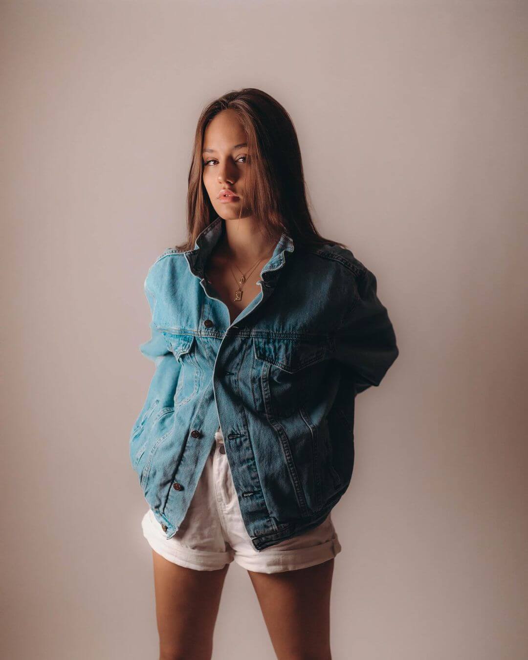 Makayla Storms In Denim Shirt With Shorts