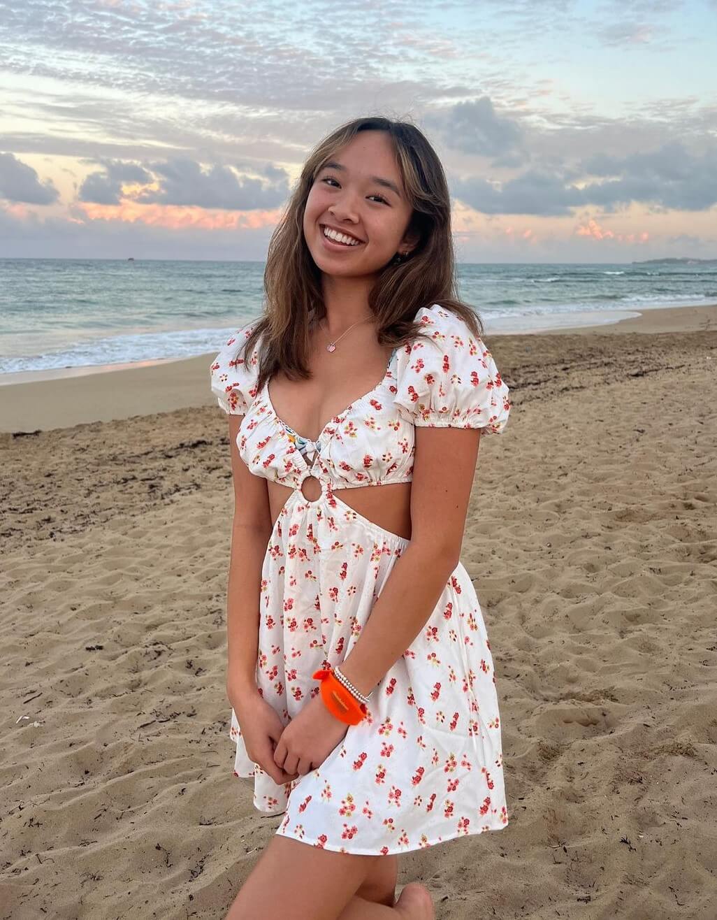 Nicole Laeno  In Printed Cut Out Short Dress