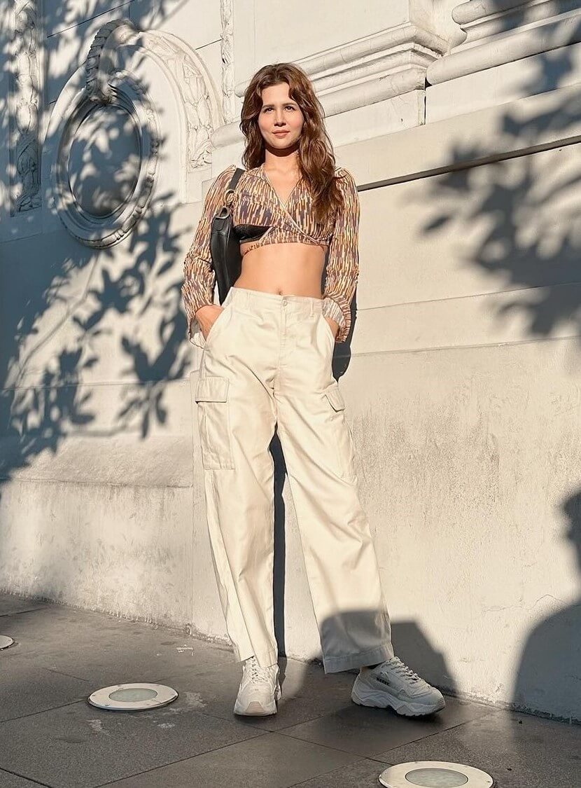 Radhika Bangia In Printed Crop Top With Straight Bottoms