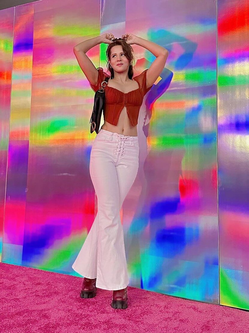 Radhika Bangia In Red Cami Top With Straight Bottoms