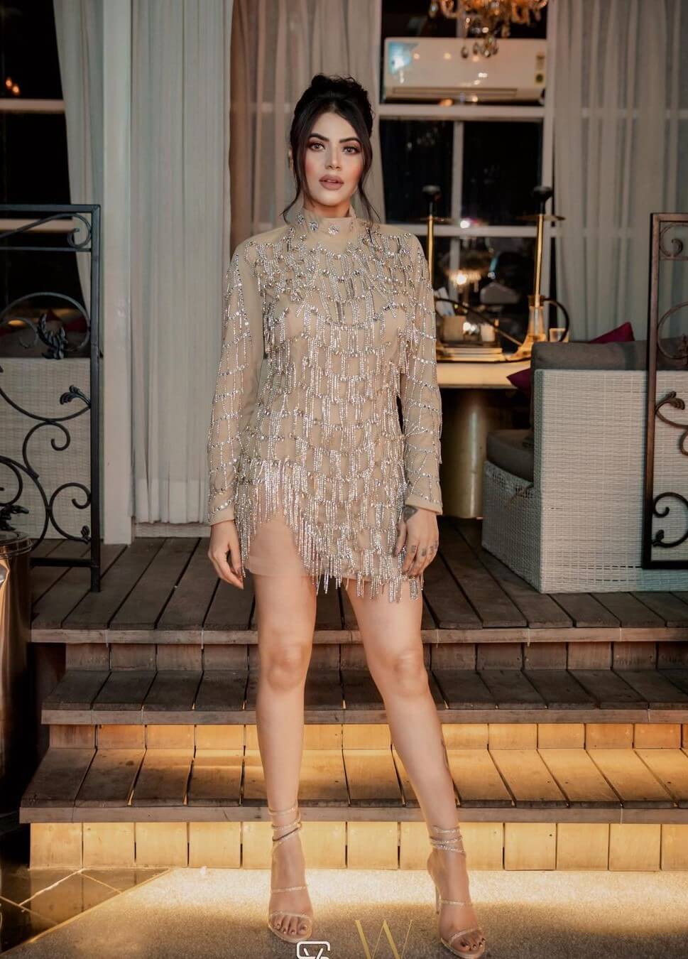 Vishakha Raghav  In Sequence Work Short Dress