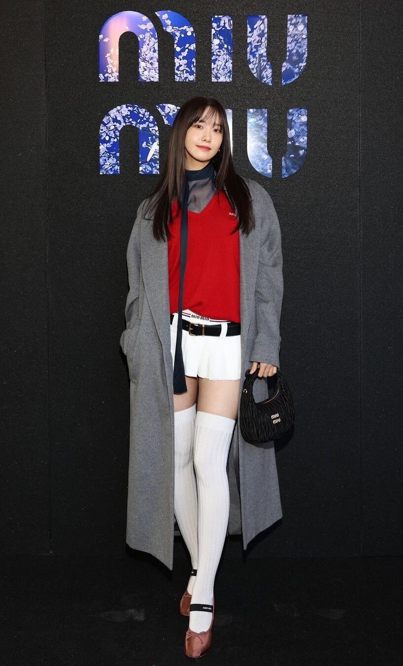 Yoona In Grey Overcoat Under Red T-shirt With Shorts