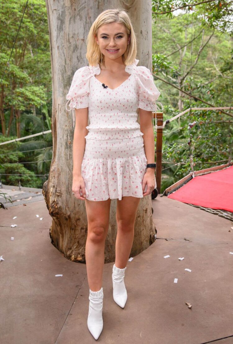Georgia Toffolo In White Ruffle Short Dress