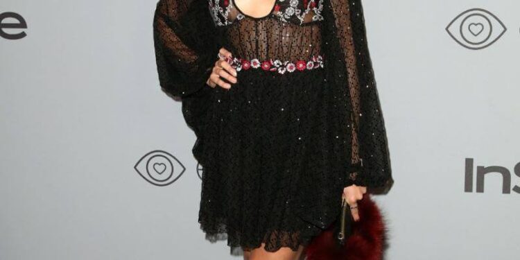 Georgie Flores In Black Shimmery Short Dress