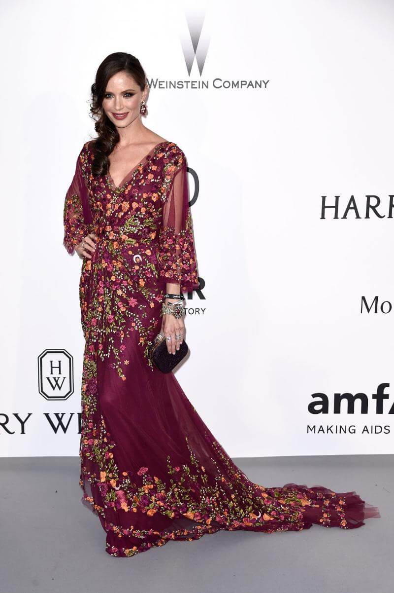 Georgina Chapman In Floral Embroidery Long Flare Gown