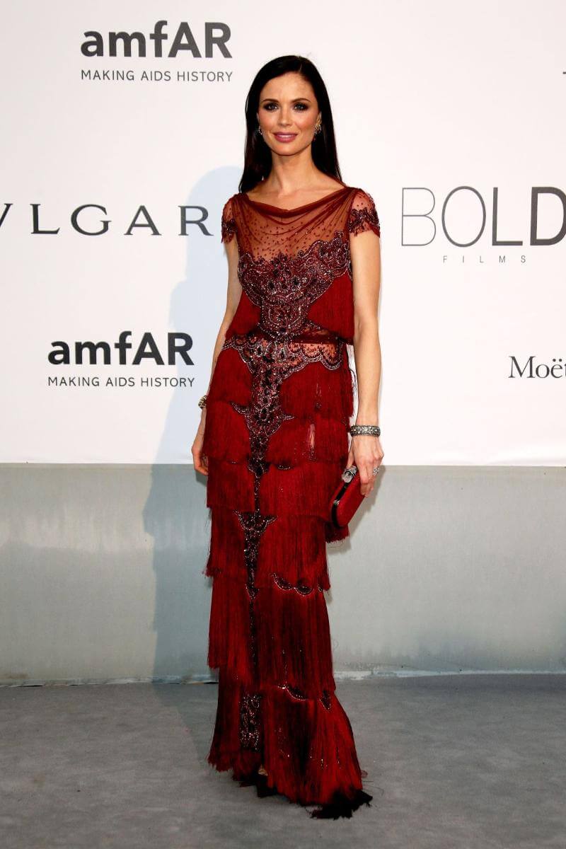 Georgina Chapman In Red Frill Long Dress