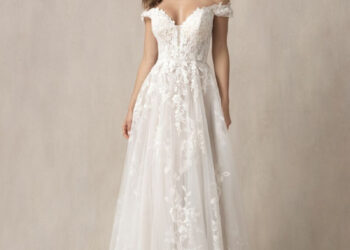 Gigi Paris In White Off-Shoulder Embroidery Long Gown