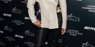 Grecia De La Paz  In Cut Out Top With Leather Pants