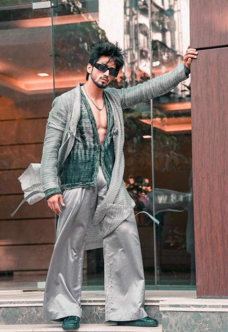Faisal Shaikh In Printed Shirt With Flare Pants