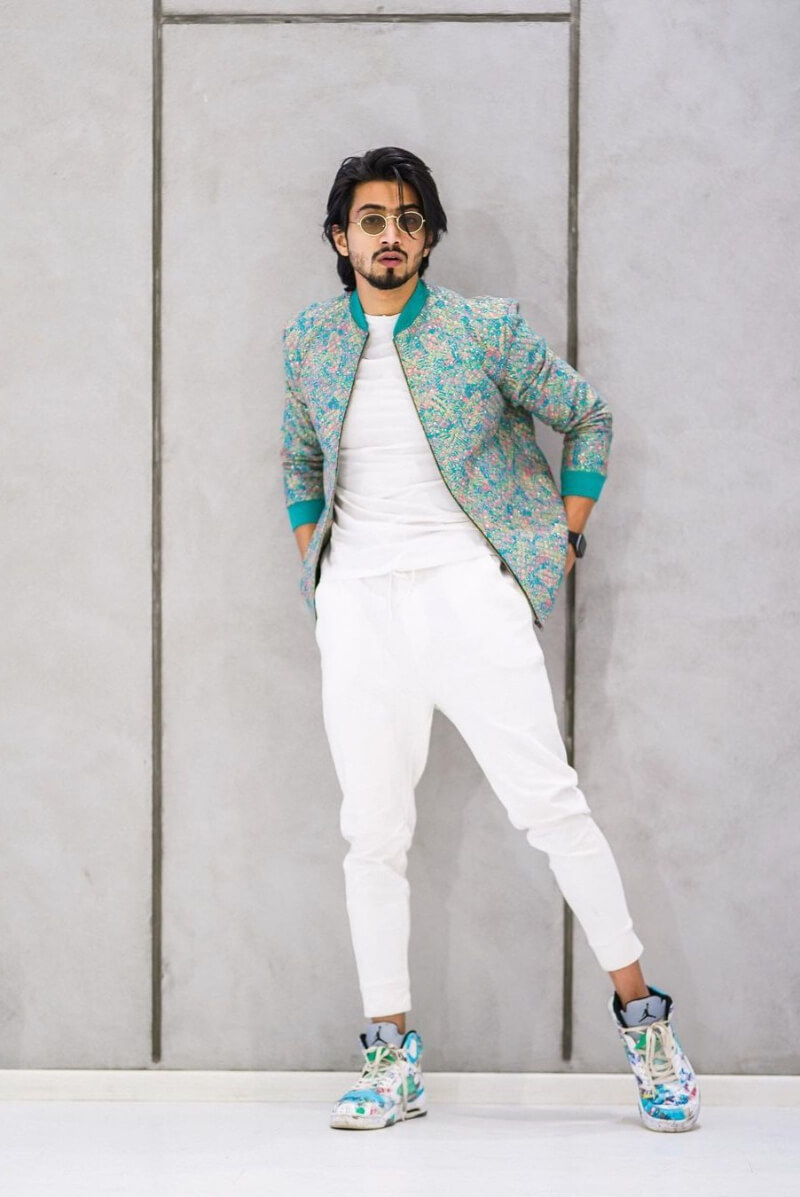 Faisal Shaikh In White Co-Ord Set With Printed Jacket