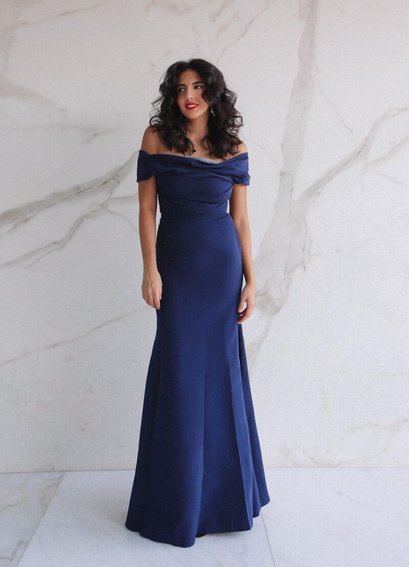 Hadia Ghaleb In Blue Long Dress