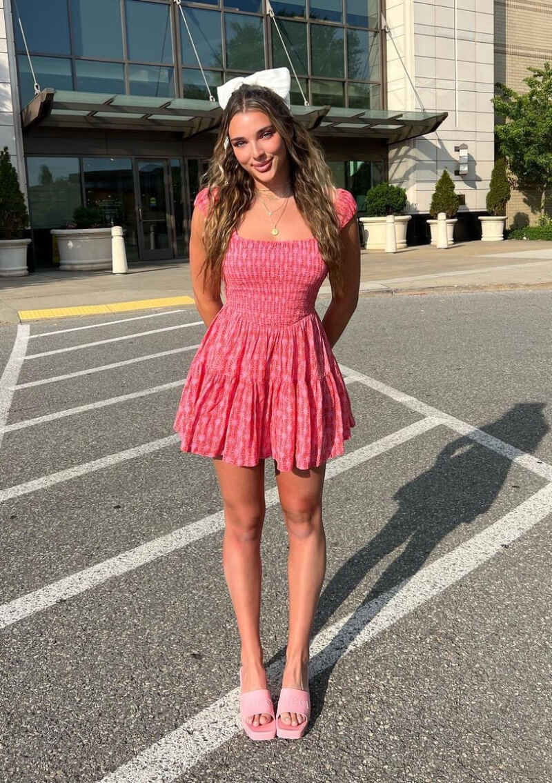 Kendall K In Dusky Pink Pleated Mini Dress