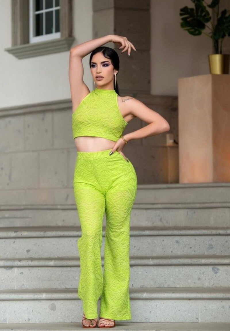 Kimberly Loaiza In Neon Co-Ord Set