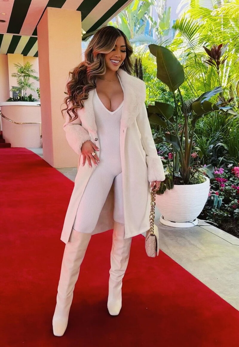 Liane V In White Jumpsuit With Long Jacket