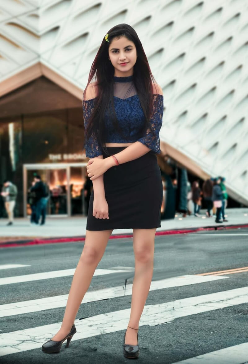 Piyanka Mongia In Blue Net Top With Mini Skirt