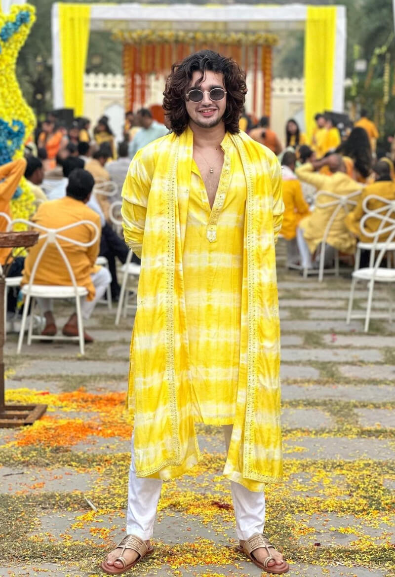 Vishal Pandey In Yellow Pathani Kurta Set