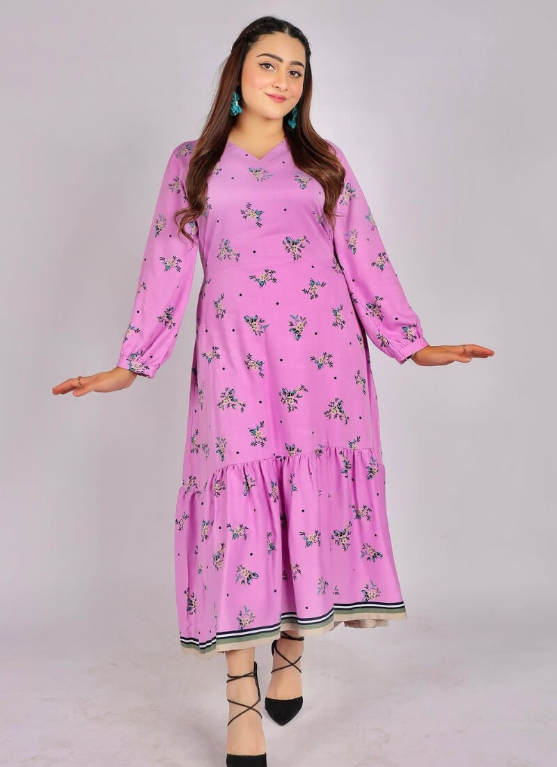 Arooj Fatimah In Pink Printed Long Dress