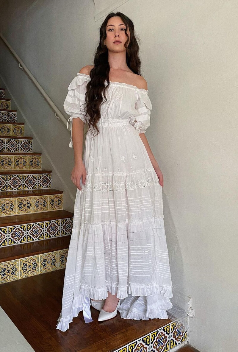 Kennedy Bingham In White Long Dress