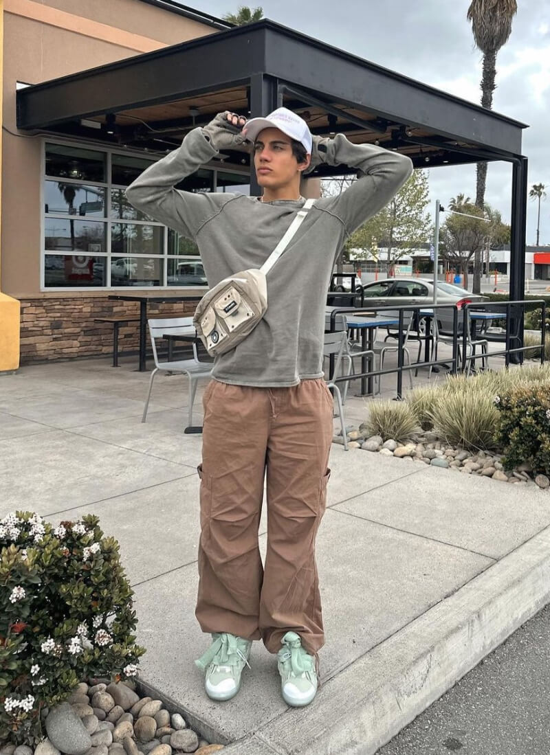 Nic Kaufmann In Grey T-Shirt with Cargo Pants