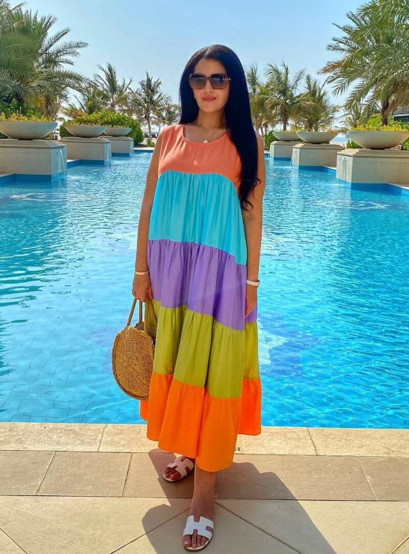 Rania Ali In Multicolor Long Dress