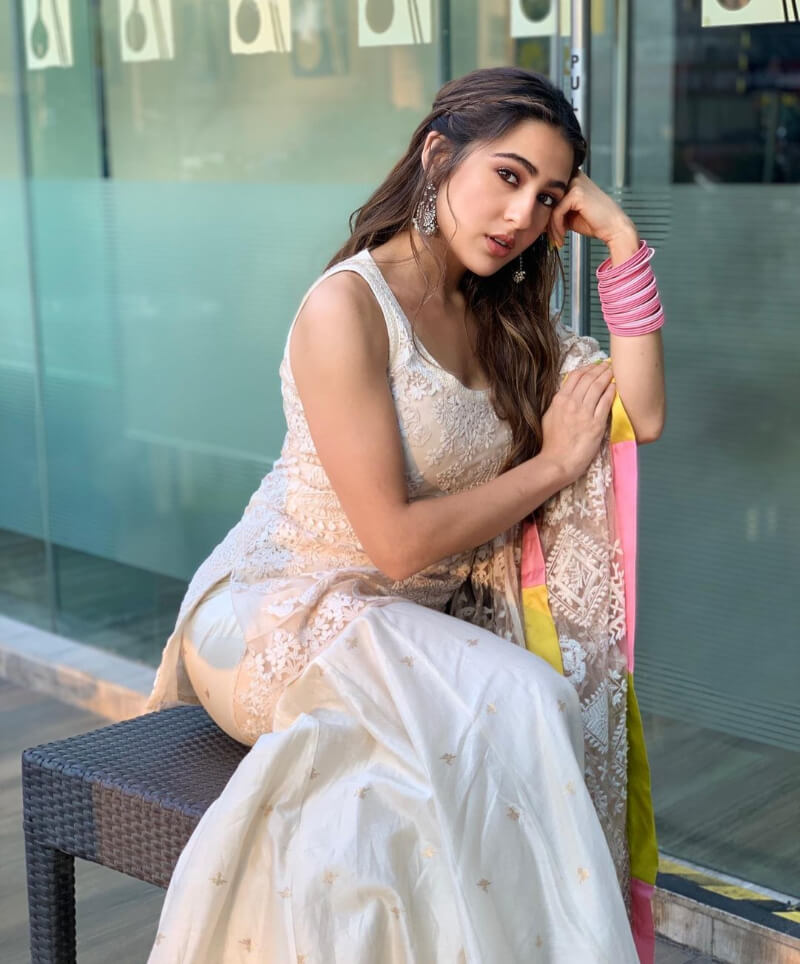 Sara Ali Khan In Shiny White Sharara Outfits