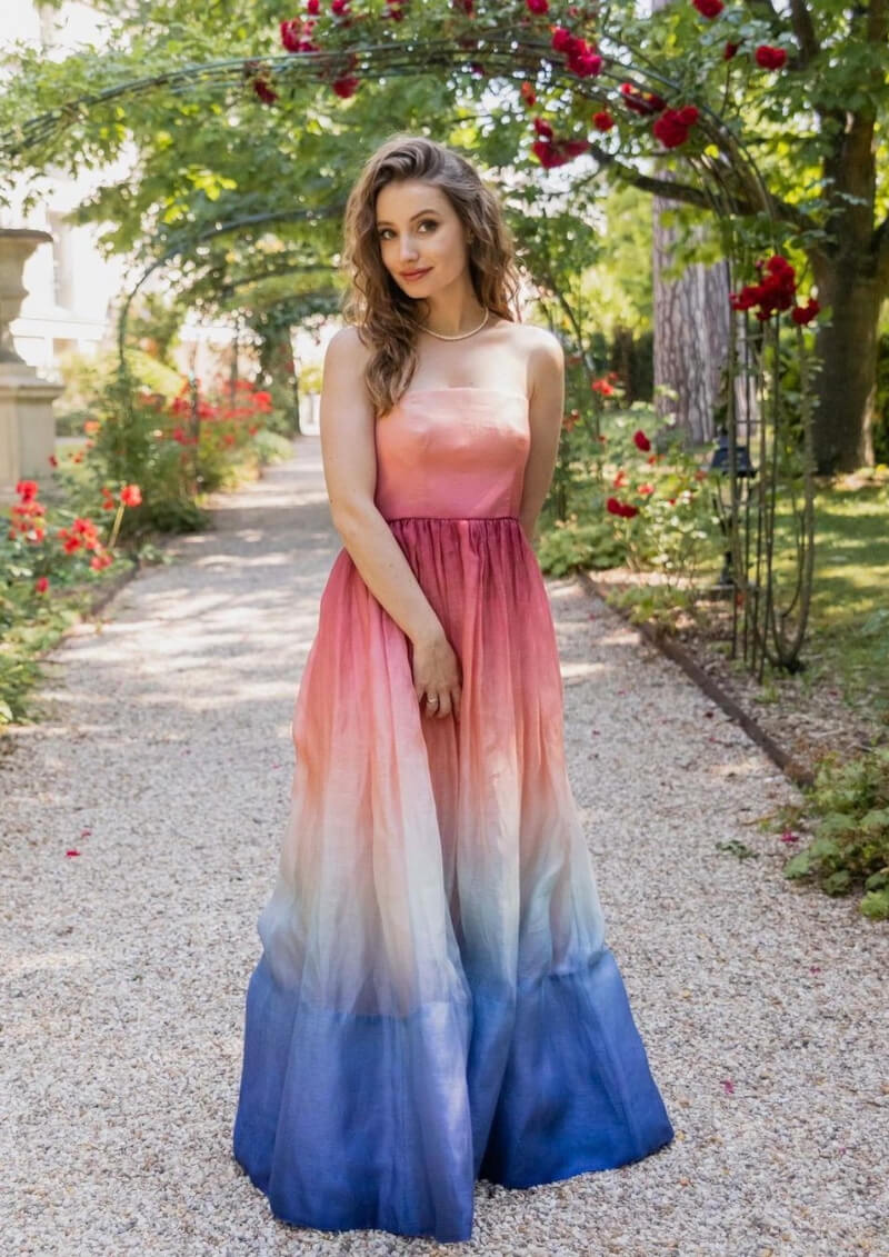 Solene In Multicolor Strapless Long Gown