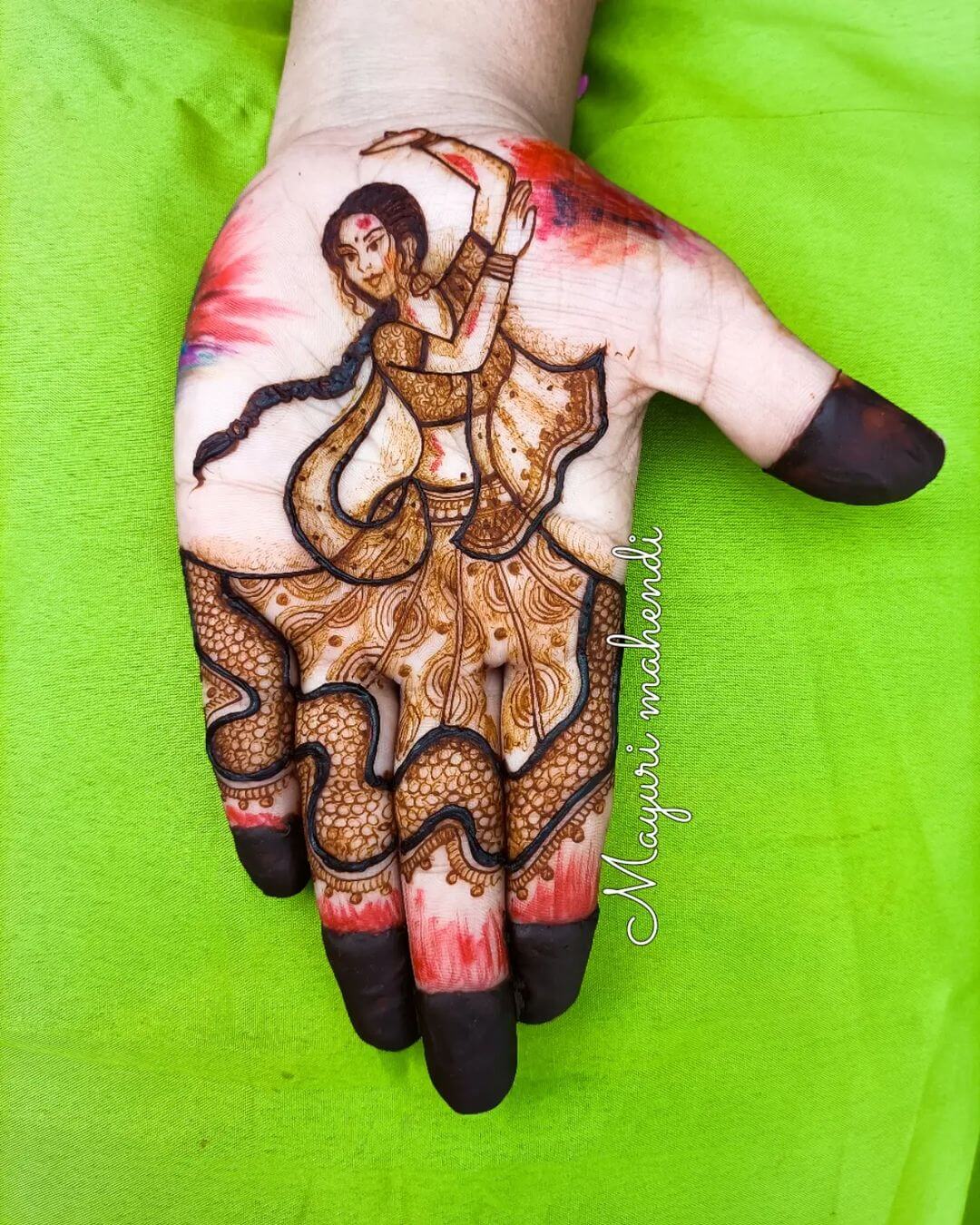 Beautiful Dancing Women Front Hand Mehndi Design