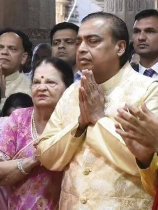 Mukesh Ambani with his mother Kokilaben offers prayers at Gujarat’s Dwarkadhish temple
