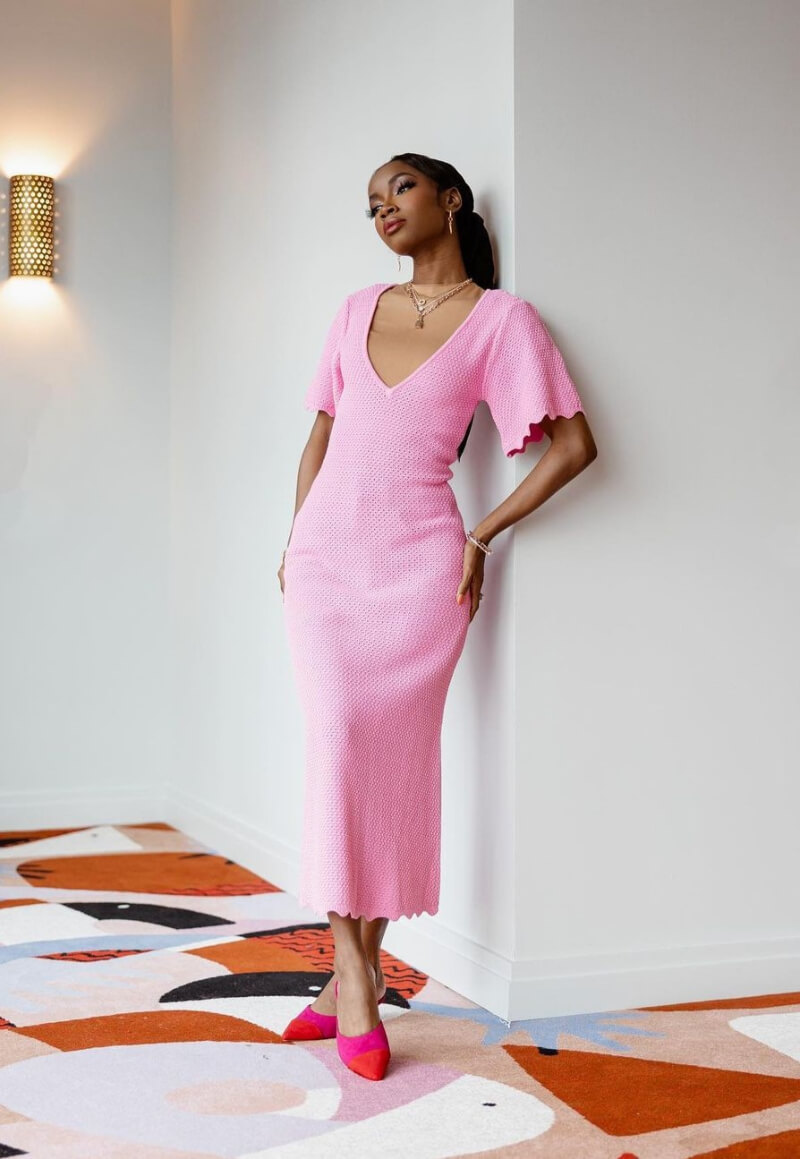 Aïssata Diallo In Pink Long Dress