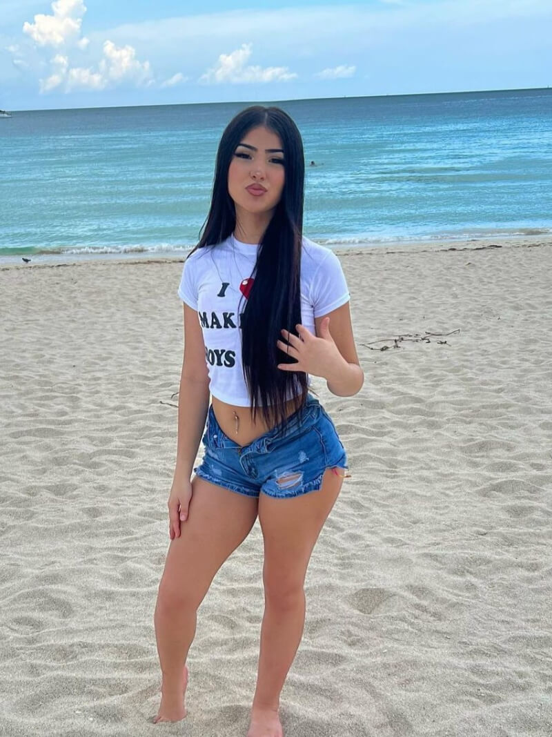 Baby Ashley In White T-shirt With Denim Shorts