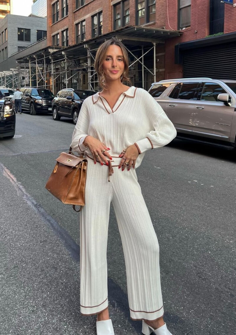 Clemence In White Pleated Jumpsuit Outfit