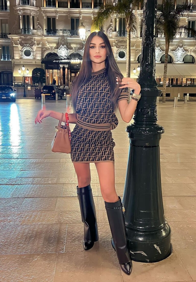 Dalila Cascone In Black Printed Short Dress