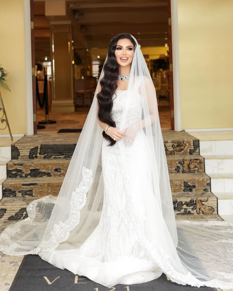 Faryal Makhdoom In White Draping Long Gown