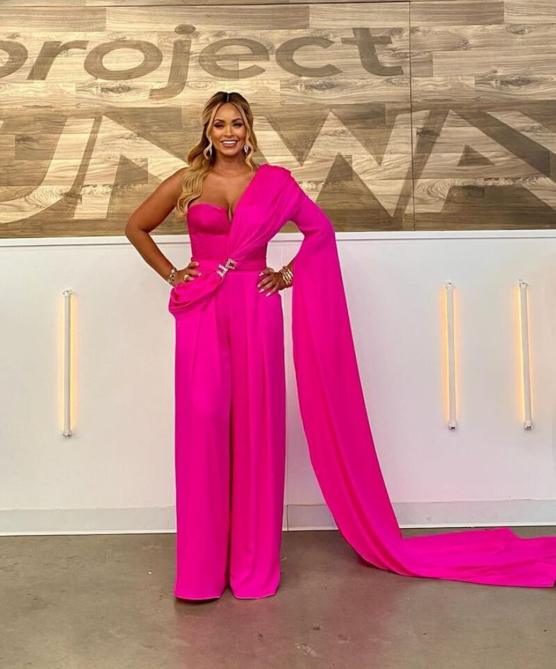 Gizelle Bryant In Pink Draping Style Jumpsuit Outfit