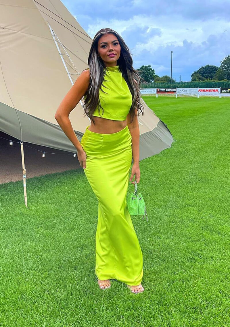 Lucy Appleton In Neon Co-Ord Set