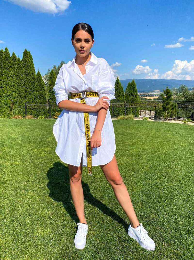 Nathalie Yasmin In White Sheer Long Shirt Outfit