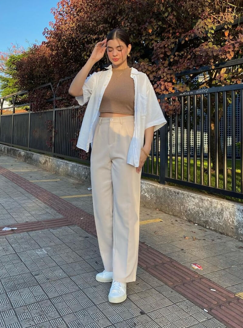 Quezia Bonato In White Shirt With Pants