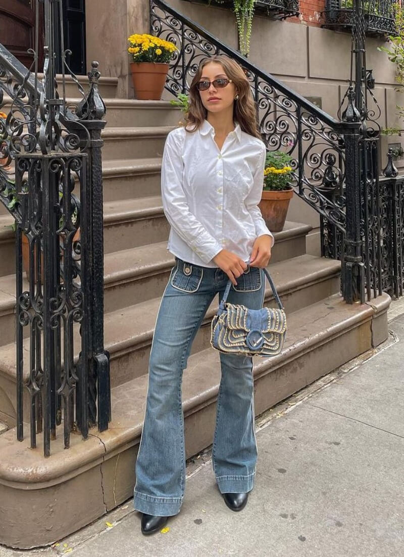 Sarah Mtimet In a White Shirt With Denim Jeans