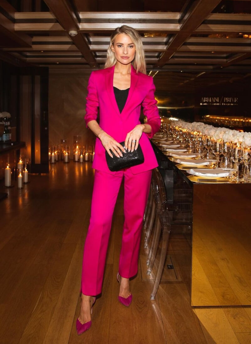 Victoria Magrath In Pink Blazer With Pants