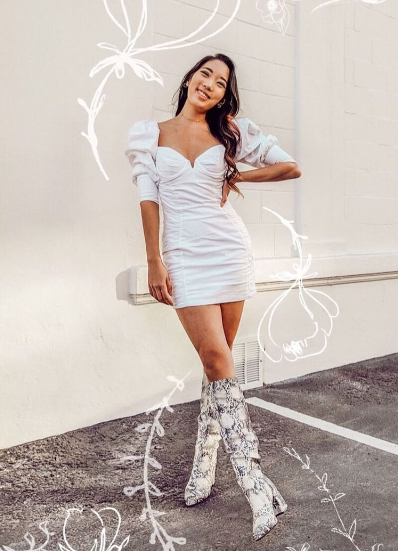 Christine Hsu Lu In White Baggy Sleeves Mini Outfit