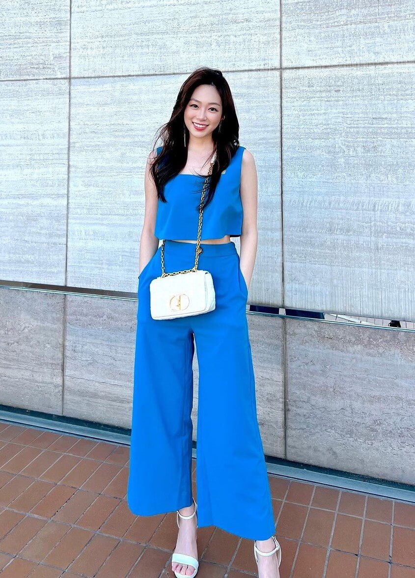 Jasmine Cho In Blue Co-Ord Set
